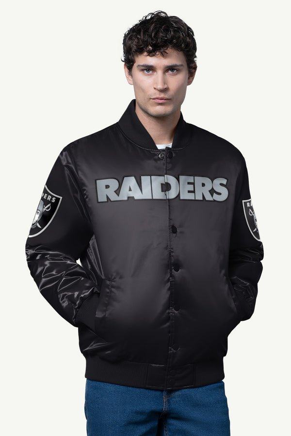 starter MENS LAS VEGAS RAIDERS SATIN VARSITY JACKET