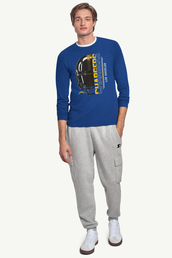 Starter MENS LOS ANGELES CHARGERS HALF HELMET LOGO LONG SLEEVE T SHIRT