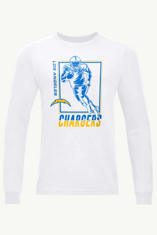 starter MENS LOS ANGELES CHARGERS PLAYER GRID LONG SLEEVE T SHIRT