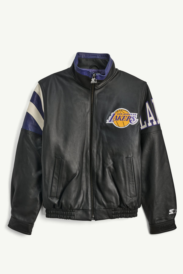starter MENS LOS ANGELES LAKERS FULL ZIP LEATHER JACKET