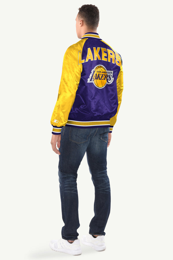 Starter MENS LOS ANGELES LAKERS INDUCTEE SATIN VARSITY JACKET