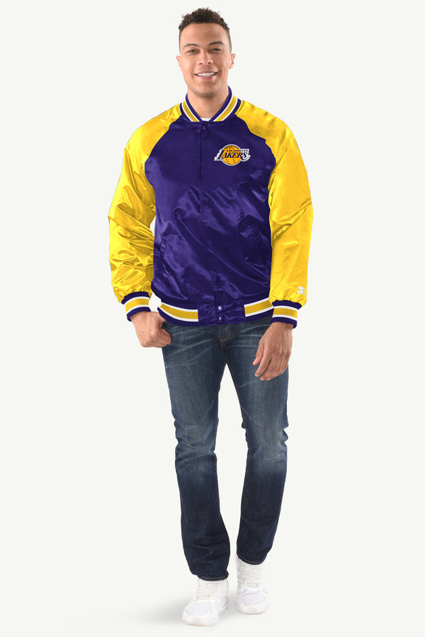Starter MENS LOS ANGELES LAKERS INDUCTEE SATIN VARSITY JACKET