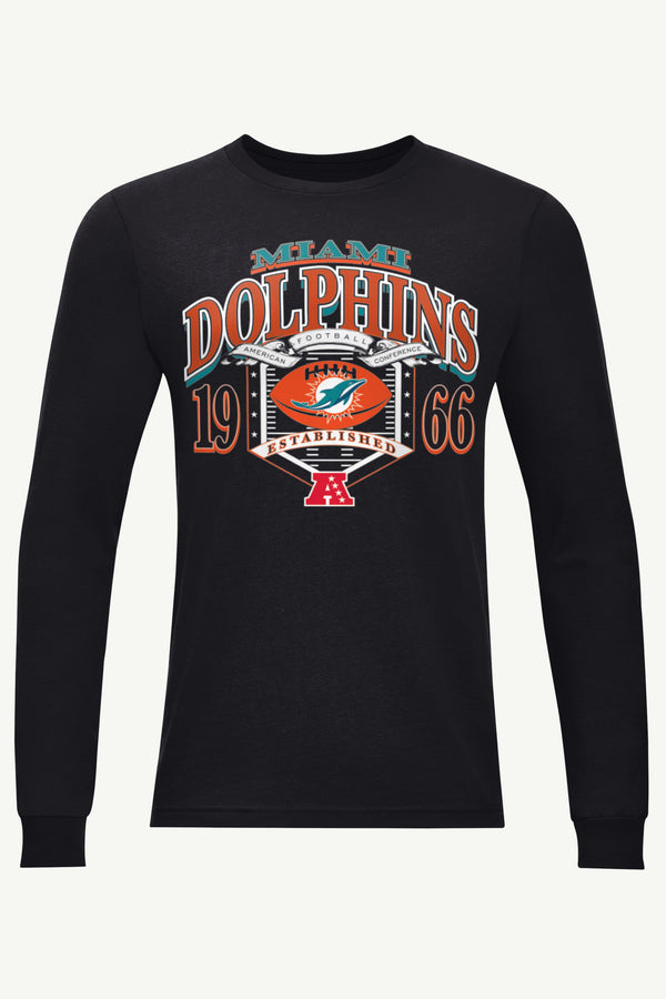 starter MENS MIAMI DOLPHINS 80s INSPIRED FIELD LONG SLEEVE T SHIRT