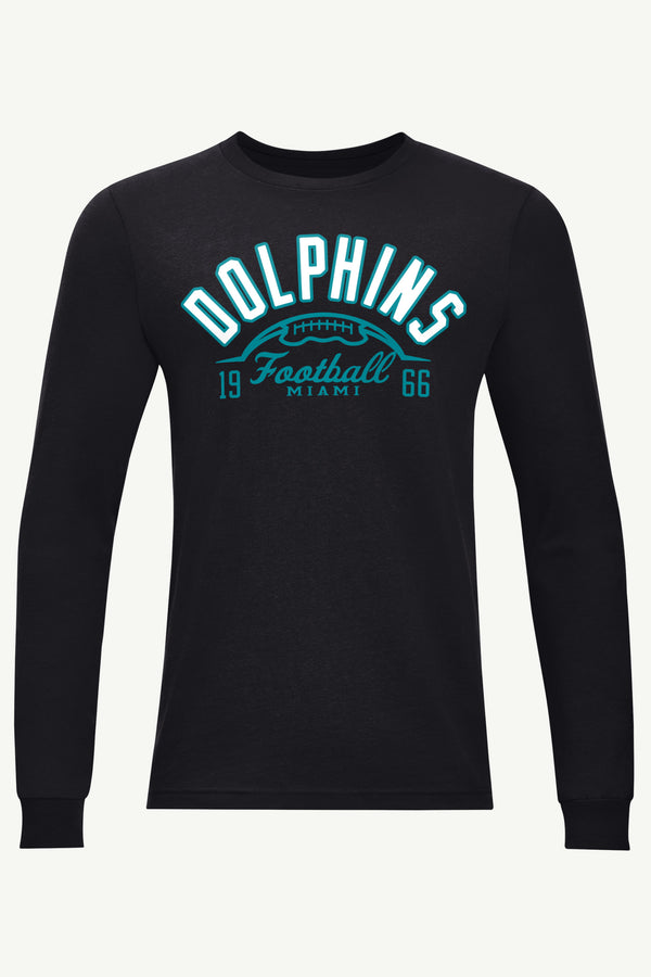 starter MENS MIAMI DOLPHINS HALF BALL LONG SLEEVE T SHIRT