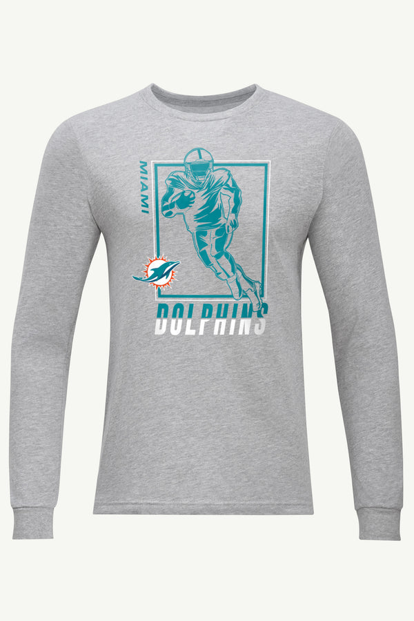 starter MENS MIAMI DOLPHINS PLAYER GRID LONG SLEEVE T SHIRT