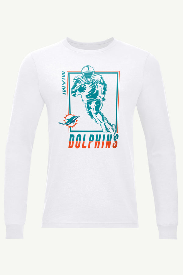 starter MENS MIAMI DOLPHINS PLAYER GRID LONG SLEEVE T SHIRT