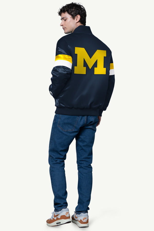 Starter MENS MICHIGAN WOLVERINES SATIN VARSITY JACKET