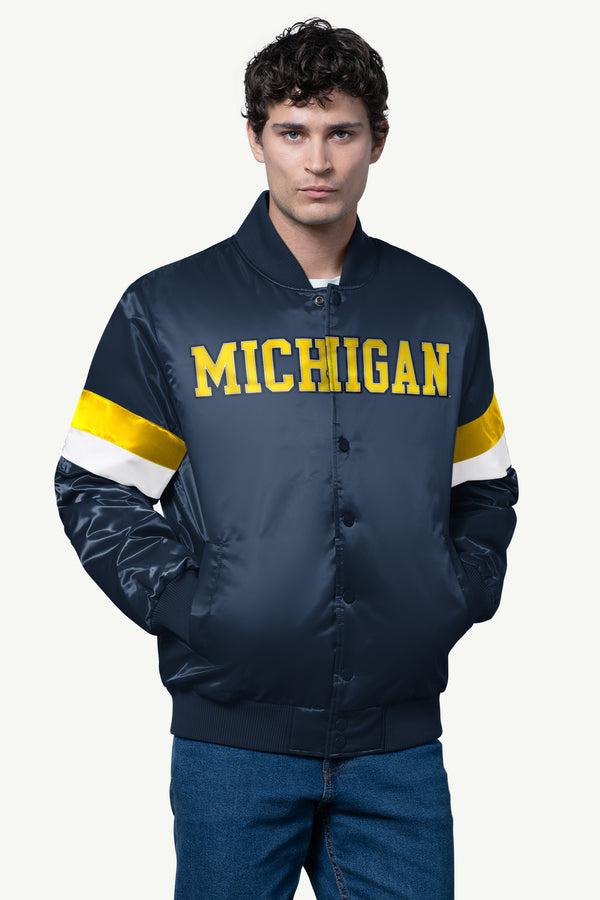 starter MENS MICHIGAN WOLVERINES SATIN VARSITY JACKET