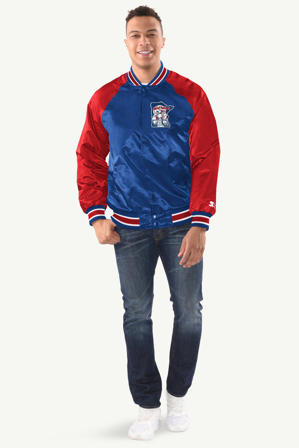 Starter MENS MINNESOTA TWINS INDUCTEE SATIN VARSITY JACKET
