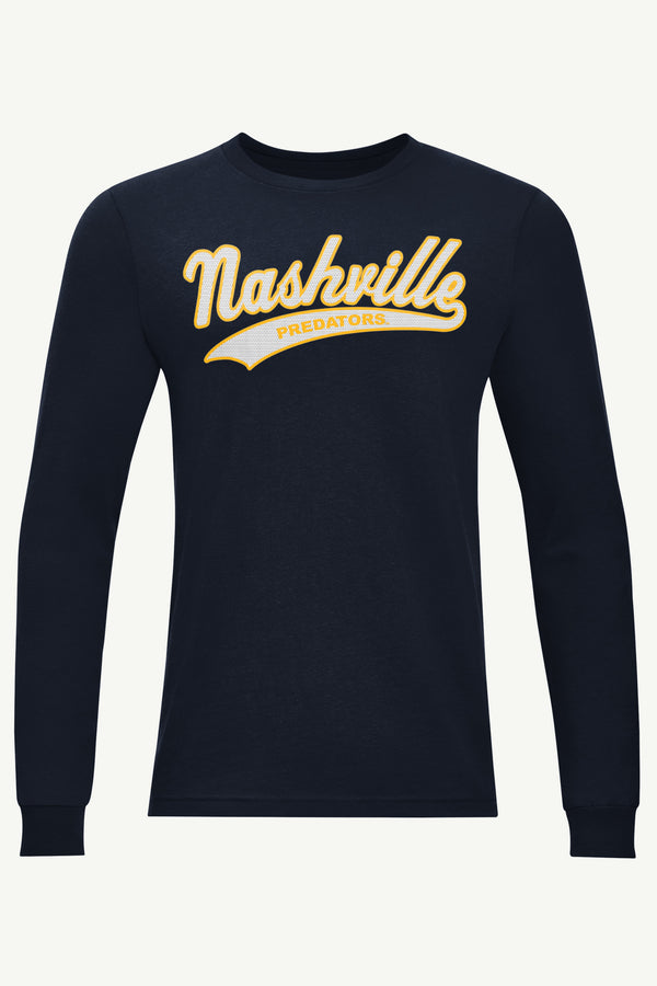 starter MENS NASHVILLE PREDATORS TAILSWEEP LONG SLEEVE T SHIRT