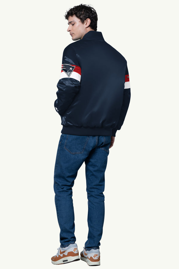 Starter MENS NEW ENGLAND PATRIOTS TRIPLE OPTION SATIN VARSITY JACKET