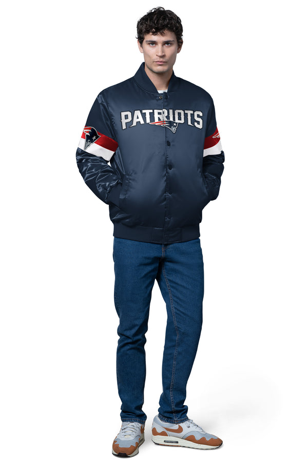 Starter MENS NEW ENGLAND PATRIOTS TRIPLE OPTION SATIN VARSITY JACKET