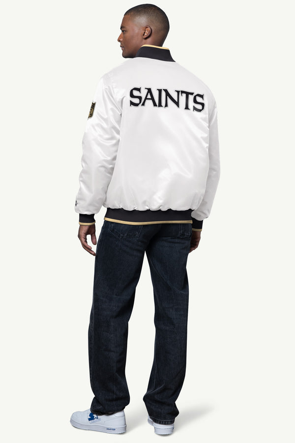 Starter MENS NEW ORLEAN SAINTS AMBASSADOR SATIN VARSITY JACKET