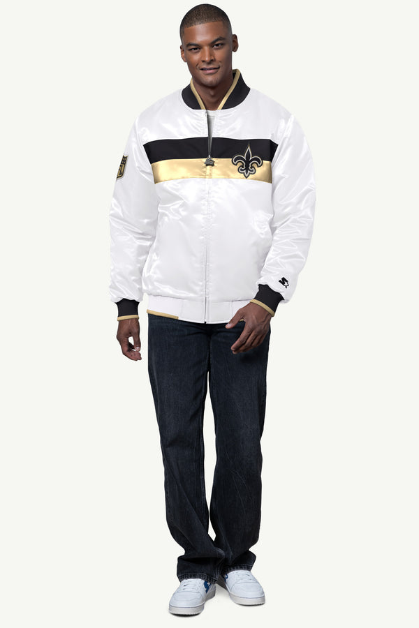 Starter MENS NEW ORLEAN SAINTS AMBASSADOR SATIN VARSITY JACKET