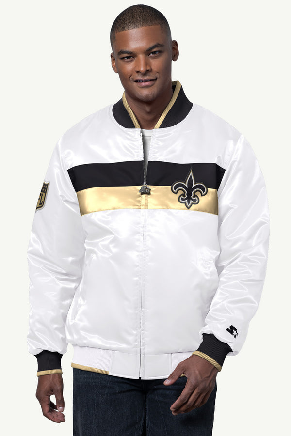 starter MENS NEW ORLEAN SAINTS AMBASSADOR SATIN VARSITY JACKET