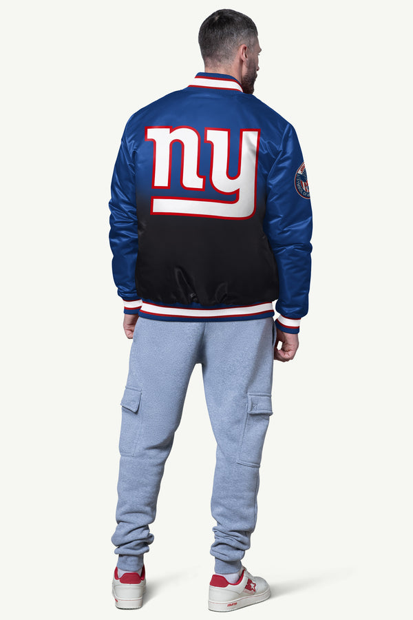 Starter MENS NEW YORK GIANTS PASS RUSH SATIN VARSITY JACKET