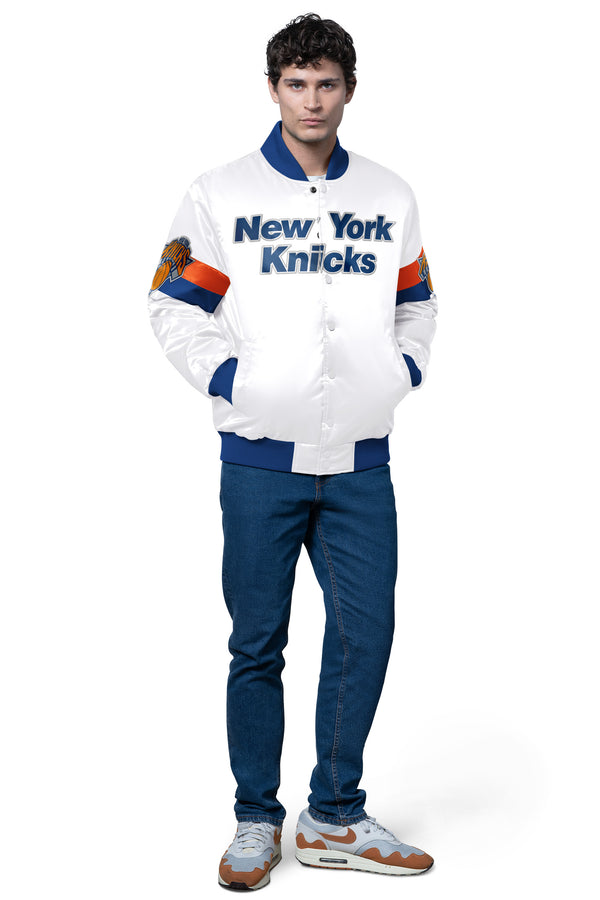 Starter MENS NEW YORK KNICKS TRIPLE OPTION SATIN VARSITY JACKET