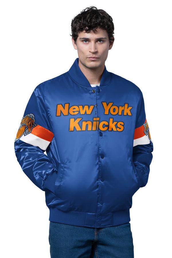 starter MENS NEW YORK KNICKS TRIPLE OPTION SATIN VARSITY JACKET