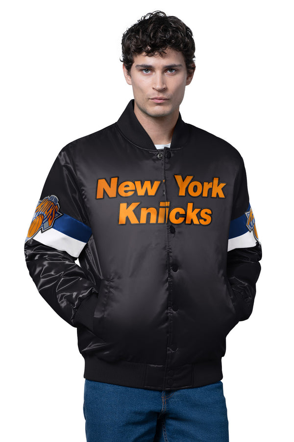 starter MENS NEW YORK KNICKS TRIPLE OPTION SATIN VARSITY JACKET