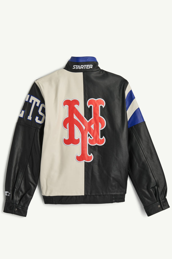 Starter MENS NEW YORK METS RETRO FULL ZIP LEATHER JACKET