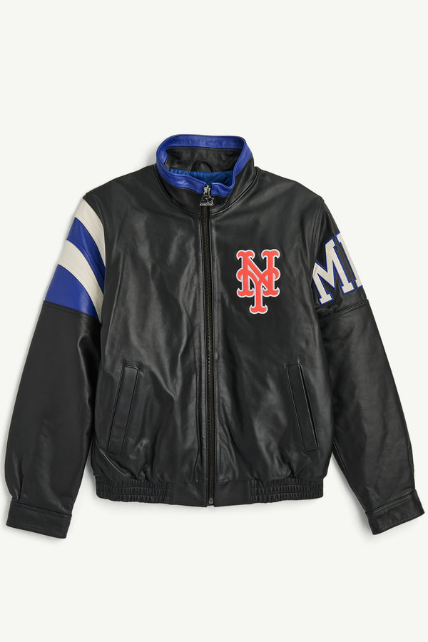 starter MENS NEW YORK METS RETRO FULL ZIP LEATHER JACKET