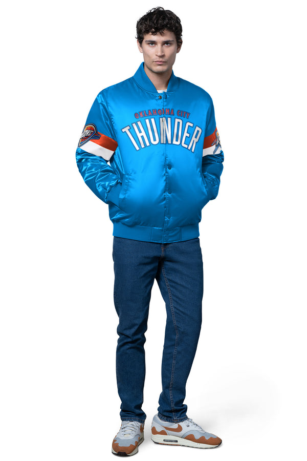 Starter MENS OKLAHOMA CITY THUNDER TRIPLE OPTION SATIN VARSITY JACKET