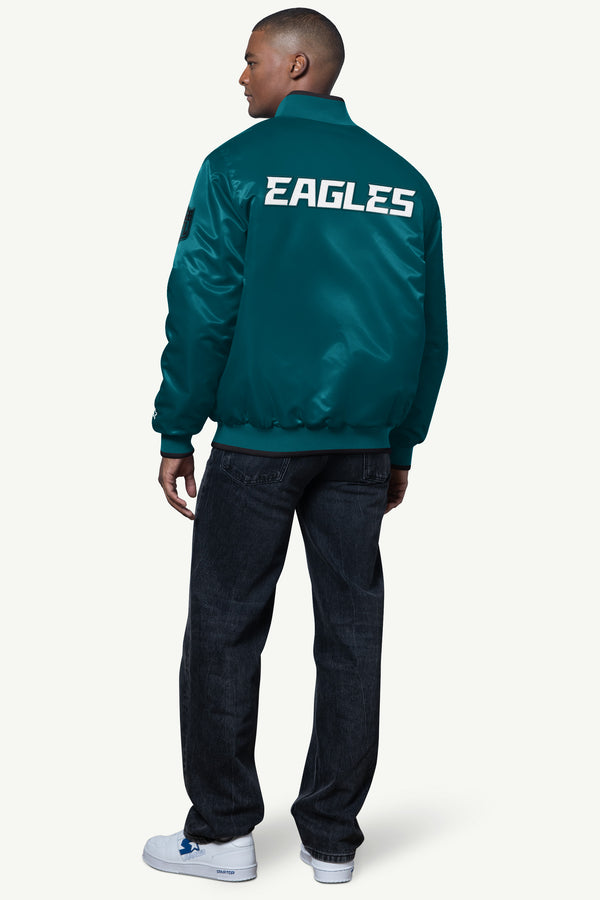 Starter MENS PHILADELPHIA EAGLES AMBASSADOR SATIN VARSITY JACKET
