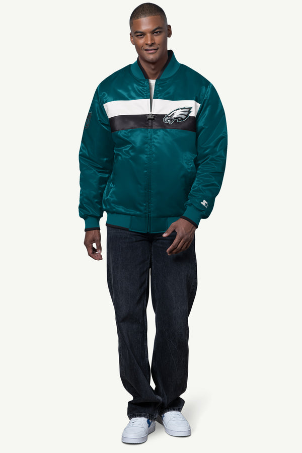 Starter MENS PHILADELPHIA EAGLES AMBASSADOR SATIN VARSITY JACKET