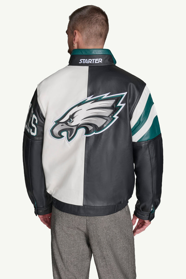 Starter MENS PHILADELPHIA EAGLES FULL ZIP LEATHER JACKET