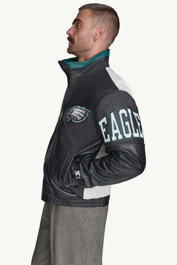Starter MENS PHILADELPHIA EAGLES FULL ZIP LEATHER JACKET