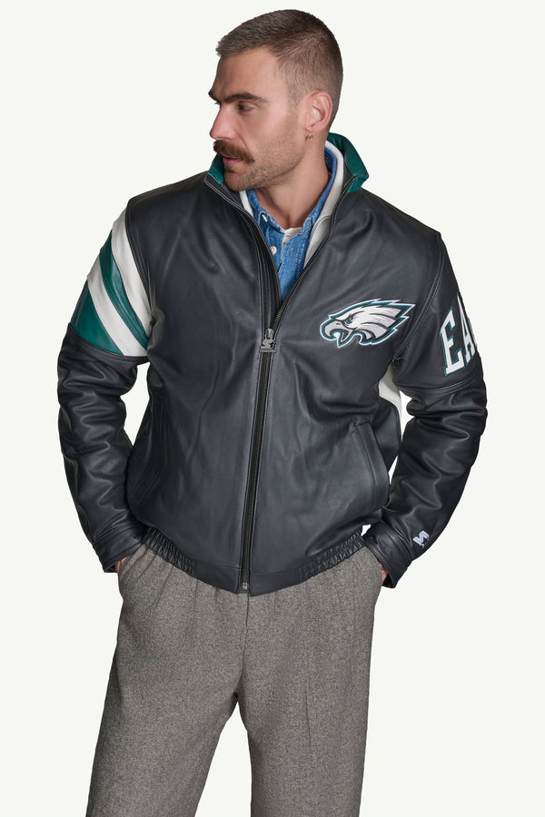starter MENS PHILADELPHIA EAGLES FULL ZIP LEATHER JACKET