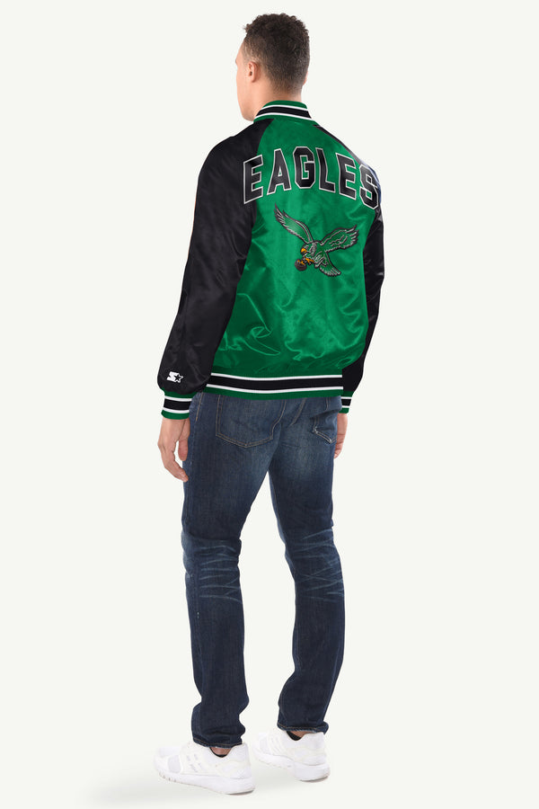 Starter MENS PHILADELPHIA EAGLES INDUCTEE SATIN VARSITY JACKET