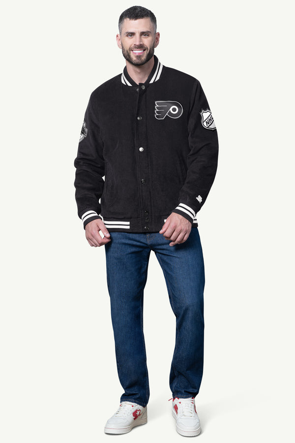 Starter MENS PHILADELPHIA FLYERS BLACKOUT CORDUROY VARSITY JACKET