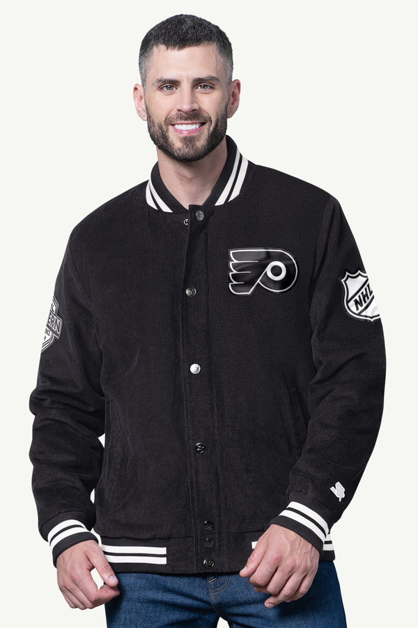 starter MENS PHILADELPHIA FLYERS BLACKOUT CORDUROY VARSITY JACKET
