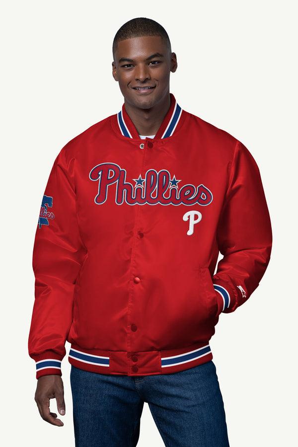 starter MENS PHILADELPHIA PHILLIES SATIN VARSITY JACKET