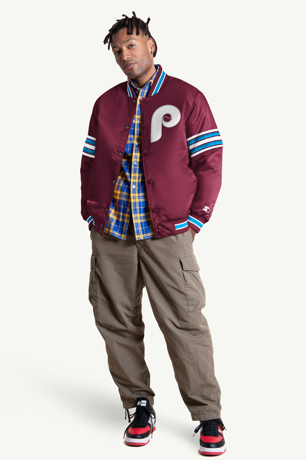 Starter MENS PHILADELPHIA PHILLIES SATIN VARSITY JACKET