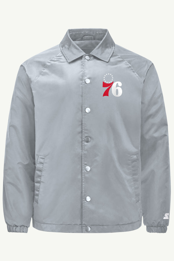 starter MENS PHILADEPHIA 76ERS HALF BALL COACHES JACKET