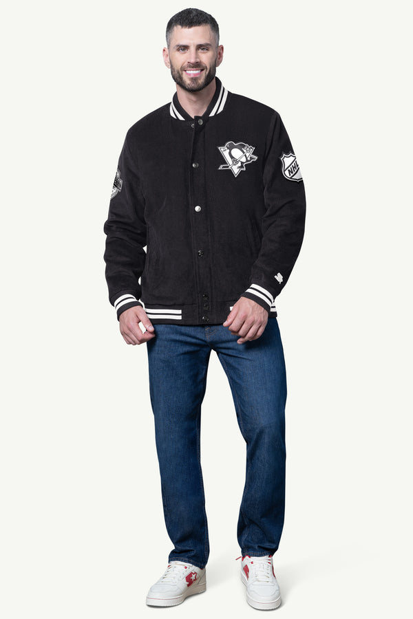 Starter MENS PITTSBURGH PENGUINS BLACKOUT CORDUROY VARSITY JACKET