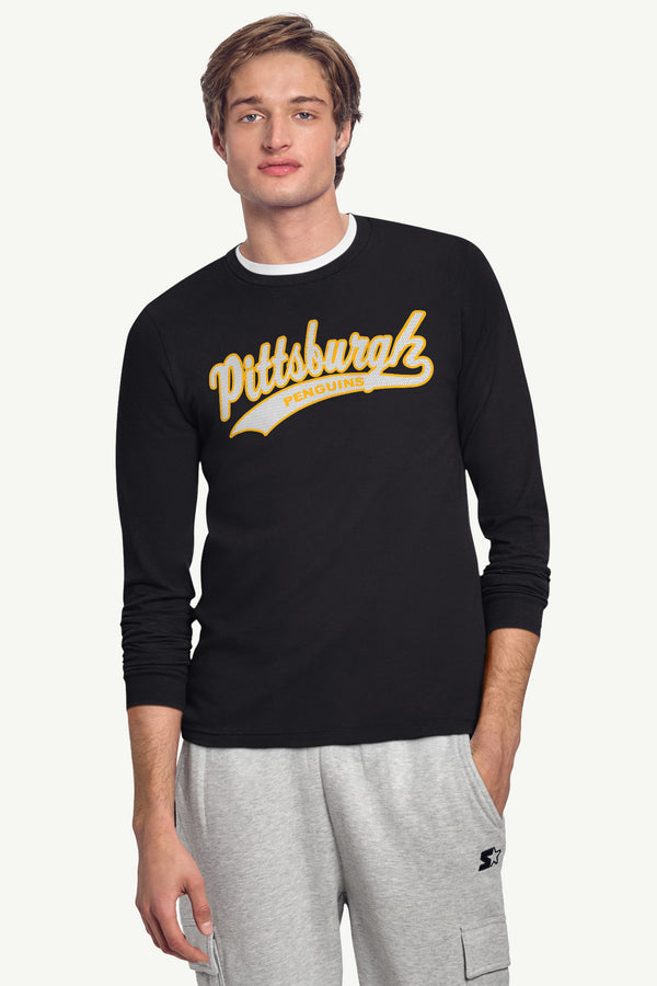 Starter MENS PITTSBURGH PENGUINS TAILSWEEP LONG SLEEVE T SHIRT