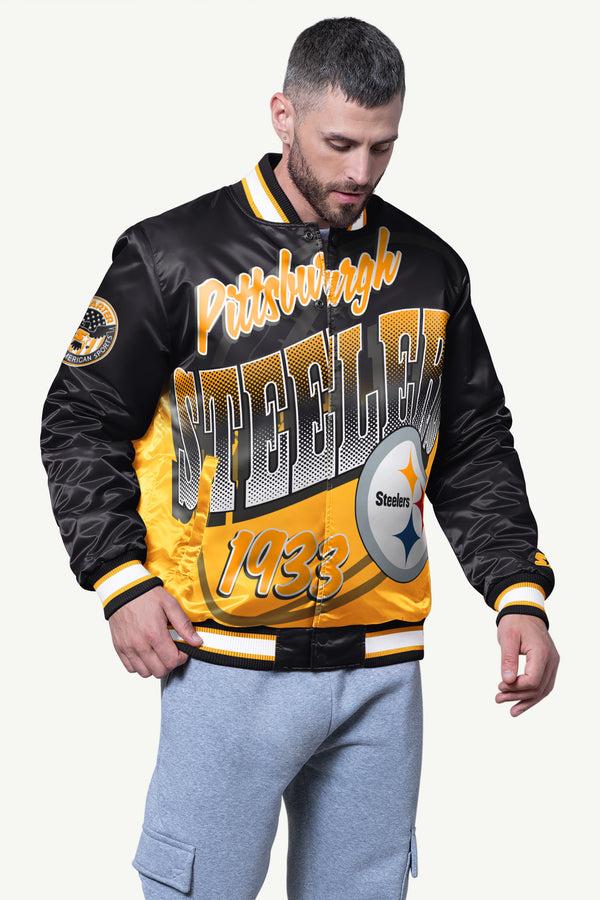 starter MENS PITTSBURGH STEELERS PASS RUSH SATIN VARSITY JACKET