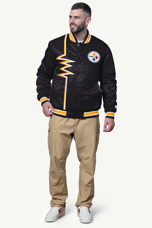 Starter MENS PITTSBURGH STEELERS SHOCK WAVE SATIN JACKET