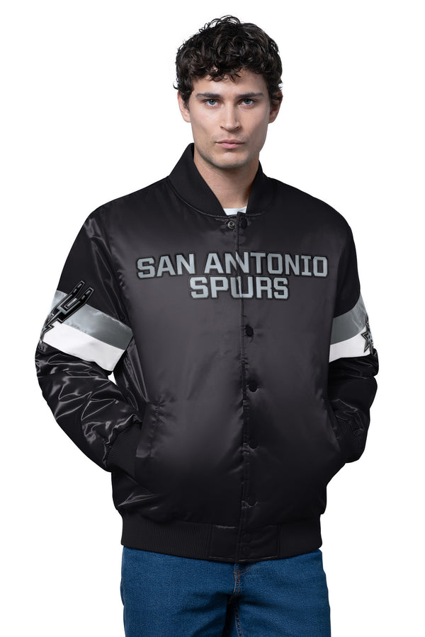 starter MENS SAN ANTONIO SPURS TRIPLE OPTION SATIN VARSITY JACKET