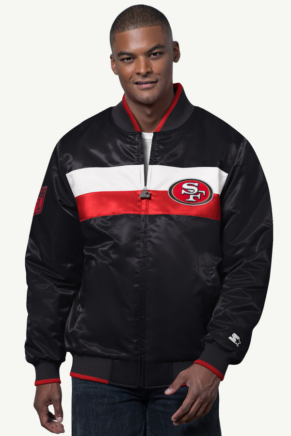 starter MENS SAN FRANCISCO 49ERS AMBASSADOR SATIN VARSITY JACKET