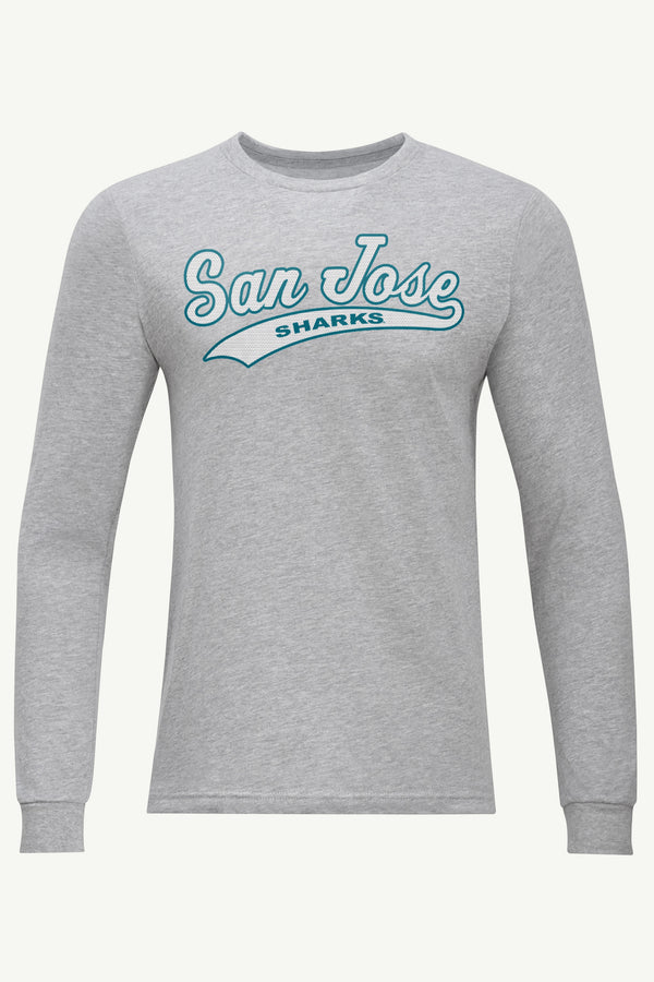 starter MENS SAN JOSE SHARKS TAILSWEEP LONG SLEEVE T SHIRT