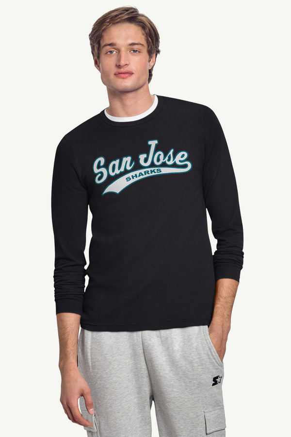 Starter MENS SAN JOSE SHARKS TAILSWEEP LONG SLEEVE T SHIRT