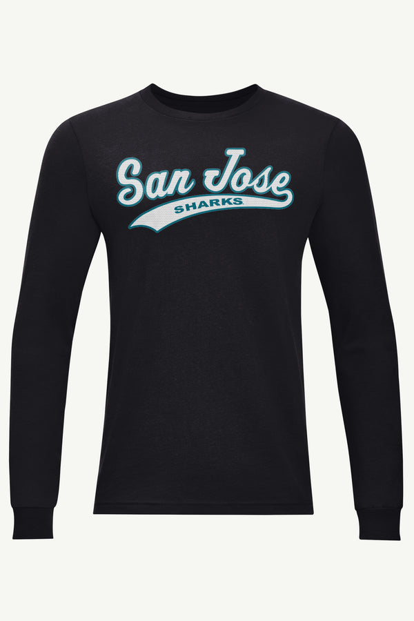 starter MENS SAN JOSE SHARKS TAILSWEEP LONG SLEEVE T SHIRT