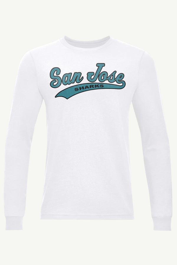 starter MENS SAN JOSE SHARKS TAILSWEEP LONG SLEEVE T SHIRT