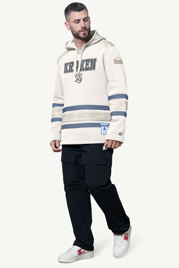 Starter MENS SEATTLE KRAKEN SLAP SHOT HOODED HOCKEY PULLOVER