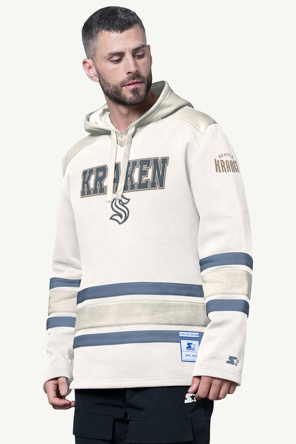 starter MENS SEATTLE KRAKEN SLAP SHOT HOODED HOCKEY PULLOVER