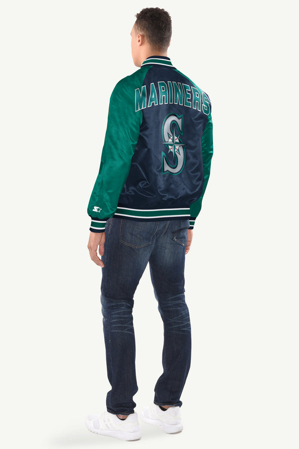 Starter MENS SEATTLE MARINERS INDUCTEE SATIN VARSITY JACKET